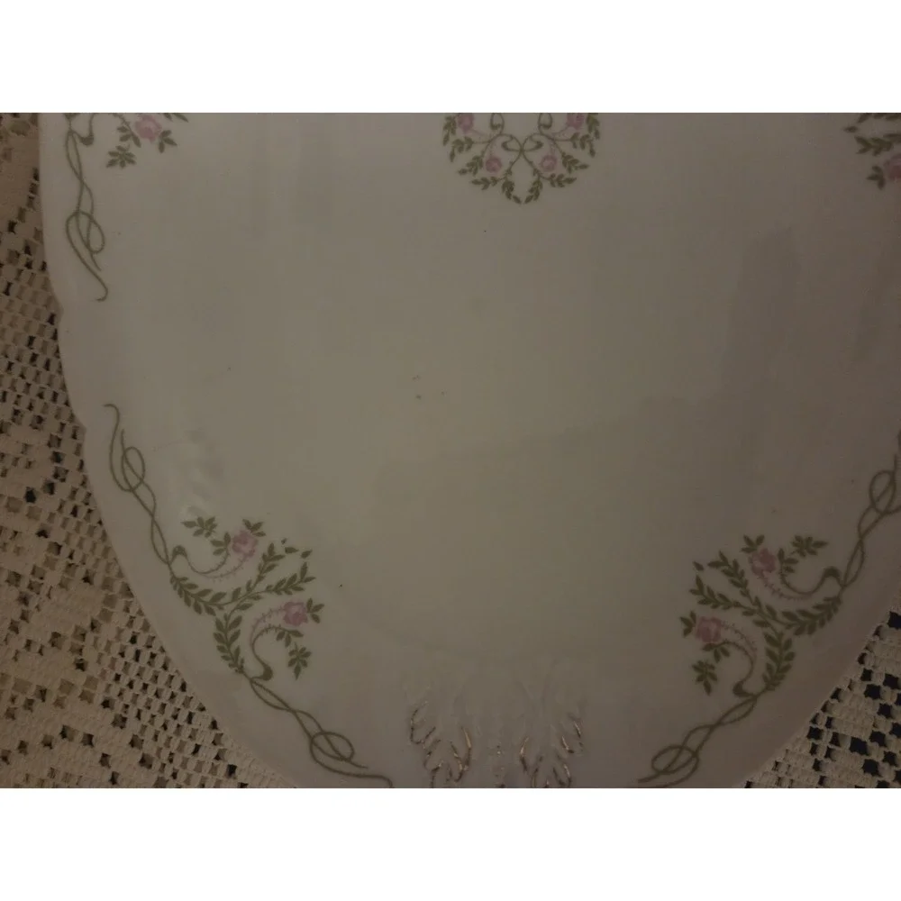 Weimar Germany Antique Platter Porcelain Pink & Green‎ Understated Elegance